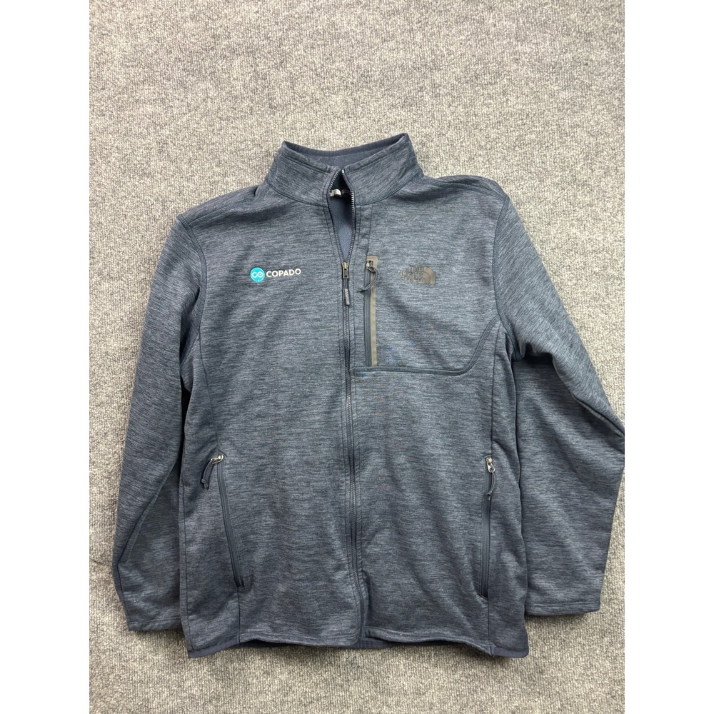 The North Face Full Zip Jacket Mens Large Blue Fleece Logo Patch Heathered